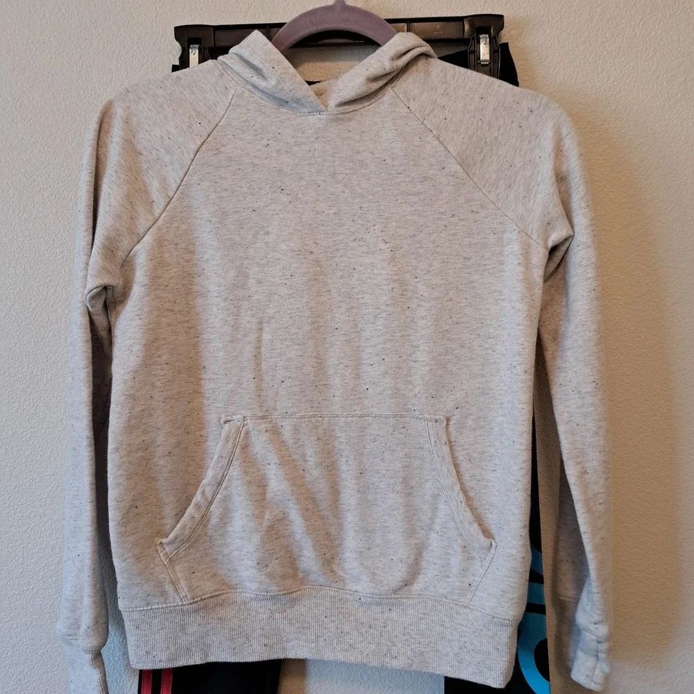 Athleta Girl Hoodie & Adidas Rainbow Logo Leggings Set Kid Size 12/16 Grey Black